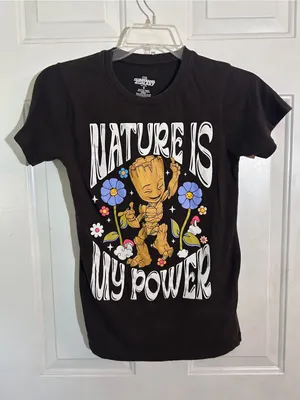 Marvel Black graphic T‑Shirt with Colorful Groot Floral Graphic thumbnail 1