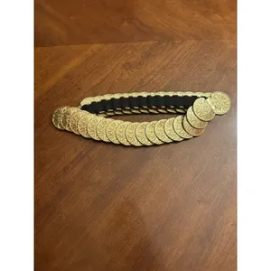 Chain Belt Goldtone Metal Faux Coin Stretchy Will Fit From 24" Up to 28" Waist thumbnail 2