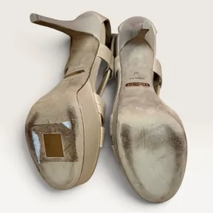 Burberry Prorsum Leather Platform Sandals 37 Cream Knotted Stiletto Heels Italy thumbnail 5