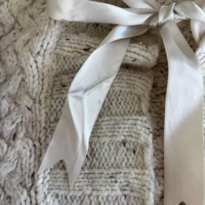 Apt 9 Cardigan Sweater M Cream Cable Knit Ribbon Tie Front Coquette Cozy Cottage thumbnail 9