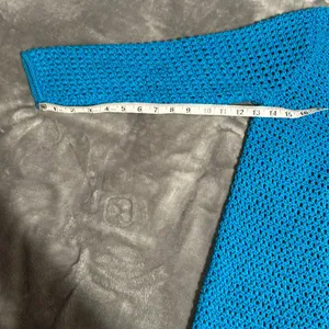 Lauren Ralph Lauren Medium Cobalt Blue Open Stitch Hand Knit Cotton Sweater thumbnail 6