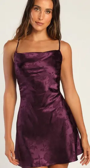 Lulus Satin Purple Slip Dress thumbnail 1