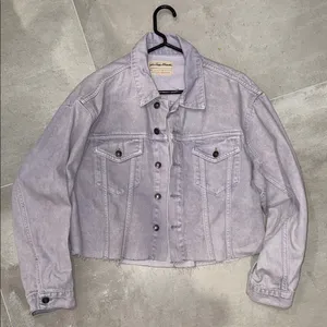 Free People Lavender Frayed Edge Denim Jacket (small) thumbnail 1