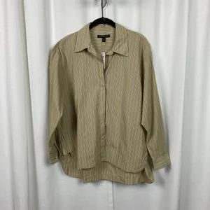 Banana Republic Neutral Stripe Long Sleeve Oversized Button Up Blouse Sz.M NWT thumbnail 6