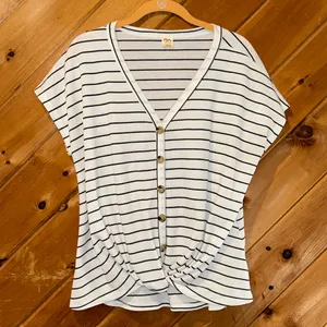 I Joah black and white striped tie front top thumbnail 1