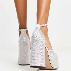 Steve Madden Charlize Silver Rhinestone stacked Platform Heels Size 8 thumbnail 4