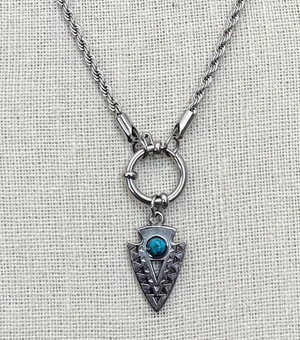 Arrowhead Charm Necklace with Faux Turquoise thumbnail 1