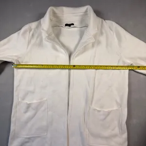 Quince Organic Cotton Knit Blazer White Open Front Cardigan Jacket Layer Large thumbnail 8