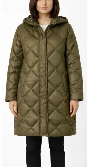 Sam Edelman olive green diamond quilted longer puffer jacket m thumbnail 1