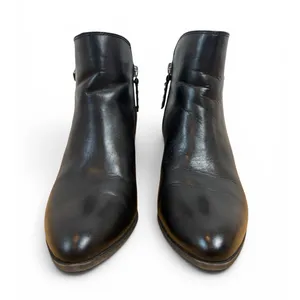 Frye Judith Black Leather Heeled Ankle Bootie Double Zip Women's Size 6 1/2 6.5 thumbnail 3