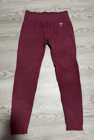 Gymshark Burgundy Red‎ Seamless High Waisted Workout Leggings size XL Gym thumbnail 1