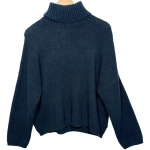 Abercrombie & Fitch Black Ribbed Chunky Knit Long Sleeve Turtleneck Sweater Sz M thumbnail 1