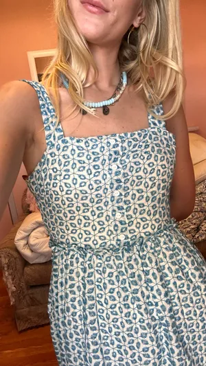 Teal and white floral dress thumbnail 3
