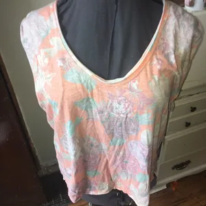 We the Free orange combo rose oversized v-neck top thumbnail 1