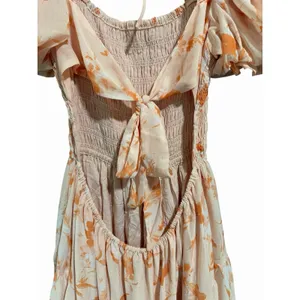 Olia Tiered Maxi Dress Orange‎ Floral Chiffon Short Sleeve Women's Size X-Large thumbnail 10
