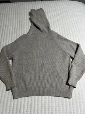 Edikted Ribbed Hooded Sweater in Taupe Neutral thumbnail 4