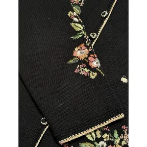 Tiara International‎ Cardigan Sweater Sz L Embroidered Button Floral Sequin 2002 thumbnail 14