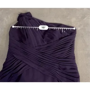 David's Bridal Women’s Wedding Guest Party Gown Bridesmaid One shoulder Dark Purple 10 thumbnail 7