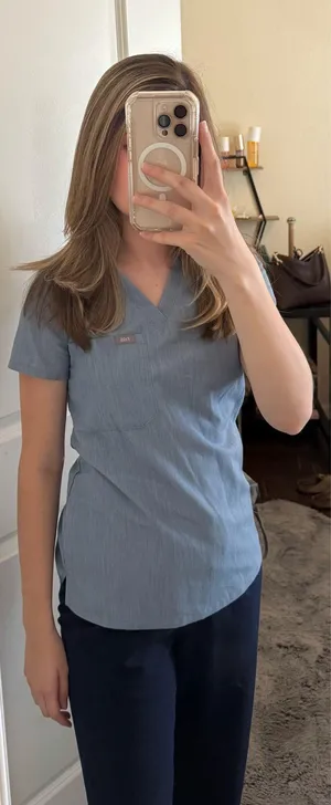 FIGS Catarina Scrub Top Heather One-Pocket Indigo thumbnail 1