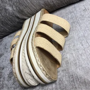 Universal Threads Beige 3 Textile Strap Platform Wedge Sandals 9.5 Espadrille thumbnail 8