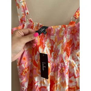 Lulus Ashlea Orange Floral Sweetheart Mini Dress Size Medium NWT Beach Feminine thumbnail 6