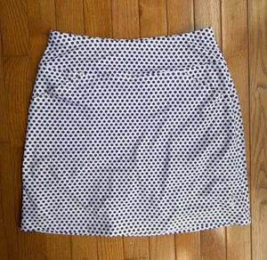Jofit Golf Tennis Skort White Purple Polka Dot Pockets Built-In Shorts XS thumbnail 1