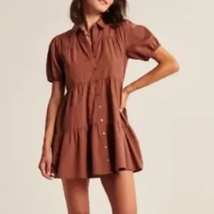 Abercrombie & Fitch Poplin Trapeze Shirt Dress in Chestnut Sz‎ XS thumbnail 2