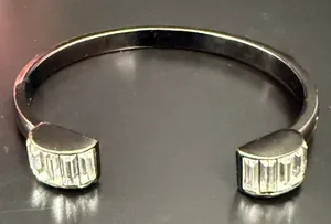 LIA SOPHIA Kiam Family Gunmetal Tone Rhinestones Crystal Cuff Bracelet 27g. thumbnail 1