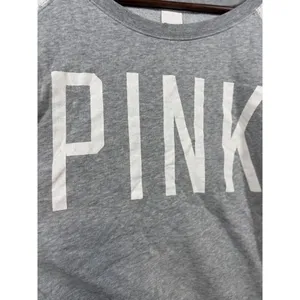 Victorias Secret Pink Logo Sweatshirt‎ With Lace Shoulders L thumbnail 3