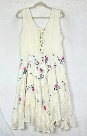 Advance Apparels Corset Floral Emboidered Fairy Midi Dress Free/L/XL Ethereal thumbnail 1