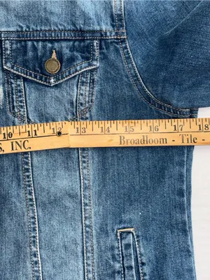 Market & Spruce Blue Denim Jacket With Black Painted Panel On Back Of Jacket Sm thumbnail 11