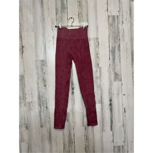 Indero High Rise Leggings Womens Small Burgundy Stretch Athleisure thumbnail 5