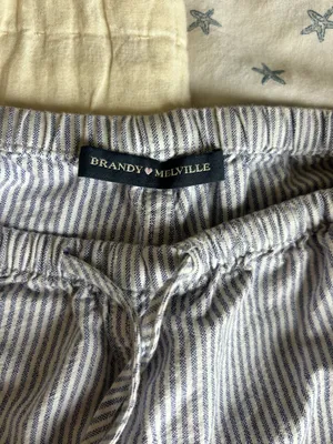 Brandy Melville Linen Pants Striped Blue Anastasia thumbnail 2