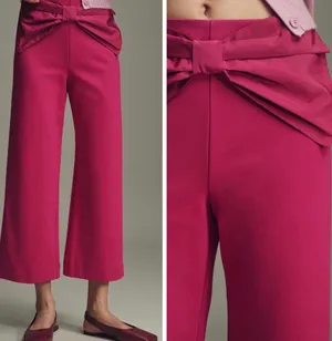 Anthropologie Maeve The Colette Bow-Waist Crop Wide-Leg Pants, Size 26 thumbnail 2