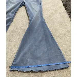 We The Free Flared Women's Jeans Light Blue Denim Raw Hem Stretch High Rise thumbnail 14