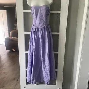 Free People Cohen Poplin Strapless Lavender Dress thumbnail 5