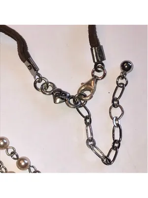 American Eagle AE Boho Brown Silver Tone Beaded Heart Pendant Necklace thumbnail 2
