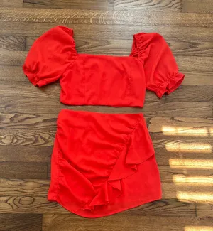 Cloud Ten NEW Orange Two Piece Skirt Set thumbnail 1