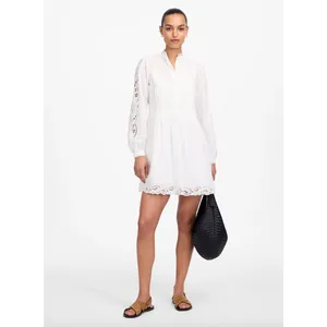 Madewell Pintucked Eyelet Mini Dress Boho Cotton Cottagecore White XXS NWT thumbnail 2