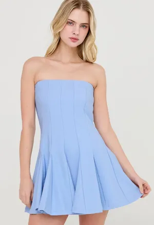HYFVE Baby Blue Strapless Skort Dress with Built-In Shorts – Small thumbnail 1