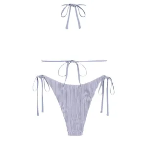 NWT ZAFUL Lilac Textured String Thong Bikini -‎ XS thumbnail 3
