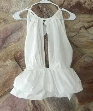 Commense Peplum Keyhole Neck Top size M White Size M thumbnail 3