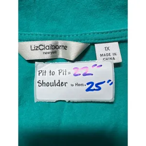 Liz Claiborne Green Lace Sleeve Tunic Top‎ Plus Size 1X thumbnail 3