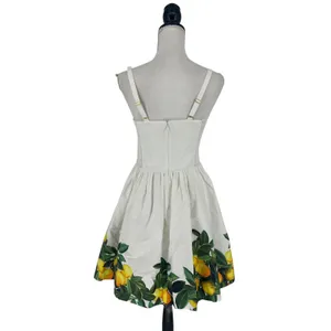 Amanda Uprichard Napoli Lemon Print Cotton Mini Dress White Size‎ S thumbnail 15