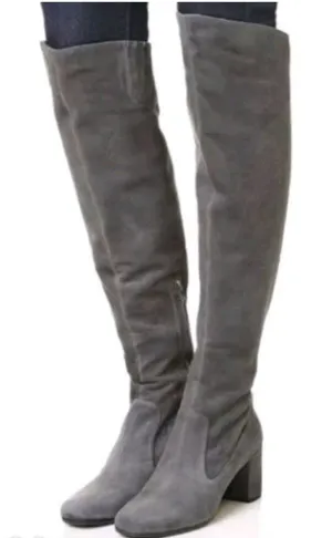 Steve Madden Jacoby Over the Knee Vegan Suede Boots Gray Size 7.5 Pointed Toe thumbnail 1