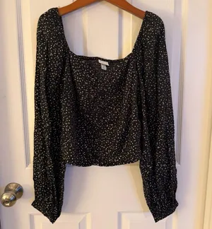 Medium Cropped Target Black A New Day Long Sleeve Black Polka Dot Blouse thumbnail 1