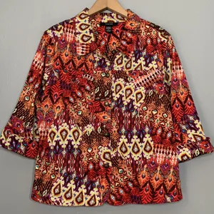 Kaktus Jacket Size Large Stretch Colorful 3/4 Sleeve Artsy Earthy Boho Tribal thumbnail 1
