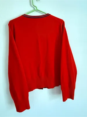 J.Crew Cashmere Sweater Lady Jacket in Cardinal Red Navy Contrast Trim 2X thumbnail 5