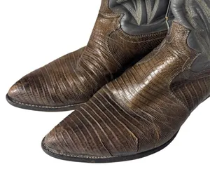 Justin Iguana Lizard Grey Western Cowboy Boots Size 8.5 thumbnail 2