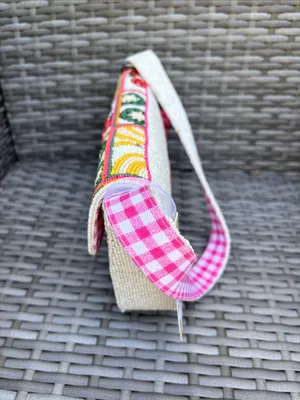 HANDMADE in Made in India Beaded Fruit lined Bag Pink thumbnail 3